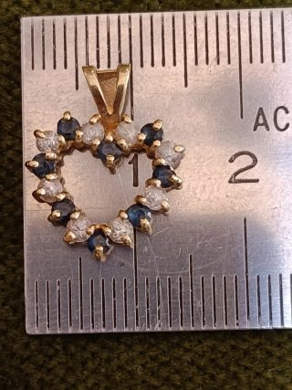 Colgante Corazón Oro 14k y Pedrería Azul
