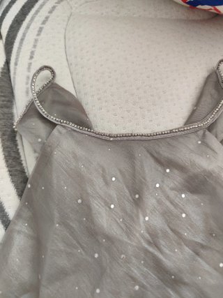 Vestido largo Zara plateado con brillos