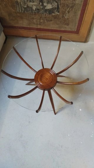Tavolino Spider Anni '50 Vetro Legno
