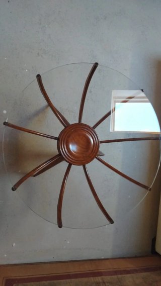 Tavolino Spider Anni '50 Vetro Legno