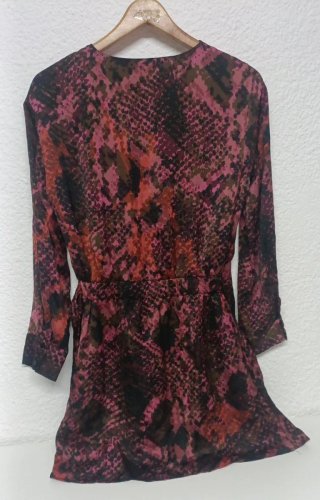 Vestido Zara tacto seda cruzado M/L