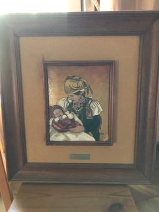 Cuadro antiguo madre e hijo