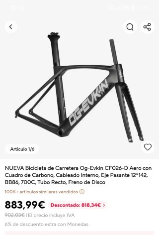 Cuadro carbono OG-EUKIN T-50 Disco
