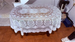 Mesa madera cristal protector biselado