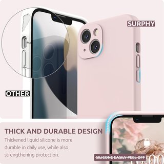 Cover in silicone rosa per iPhone 13 con protezione per fotocamera