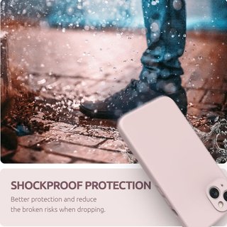 Cover in silicone rosa per iPhone 13 con protezione per fotocamera