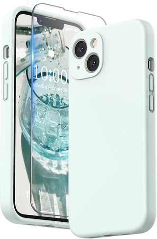 Cover in silicone rosa per iPhone 13 con protezione per fotocamera