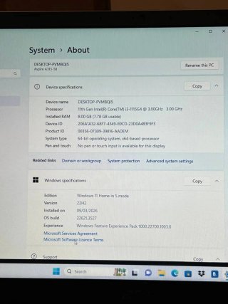 Portátil Acer Aspire 3 A315-58 256GB Intel core i3