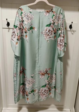Vestido Couchel Verde Agua Floral Talla L+ Fiesta