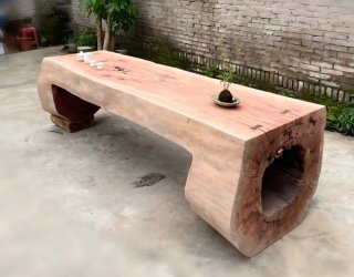 Mesas únicas de tronco de madera