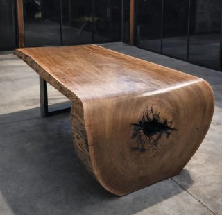 Mesas únicas de tronco de madera