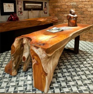 Mesas únicas de tronco de madera