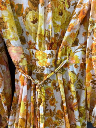 Vestido Curto Zimmermann Floral Laranja e Amarelo