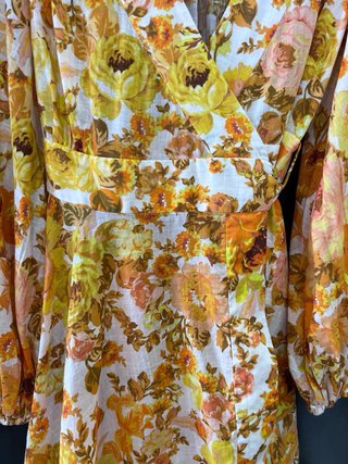 Vestido Curto Zimmermann Floral Laranja e Amarelo