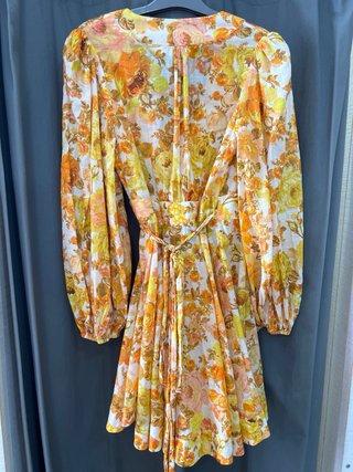 Vestido Curto Zimmermann Floral Laranja e Amarelo
