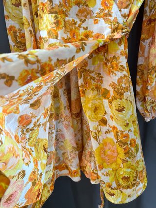 Vestido Curto Zimmermann Floral Laranja e Amarelo
