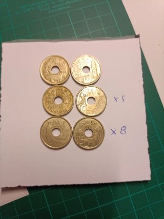 Lote 15 monedas 25 Ptas 1995-1997
