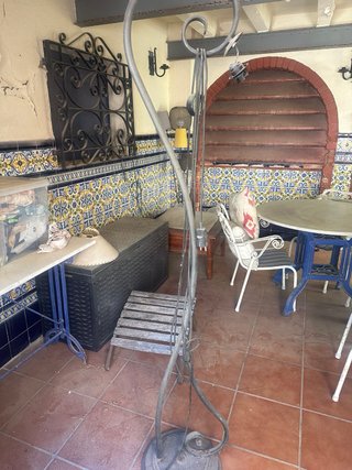 Lámpara de forja negra y gris