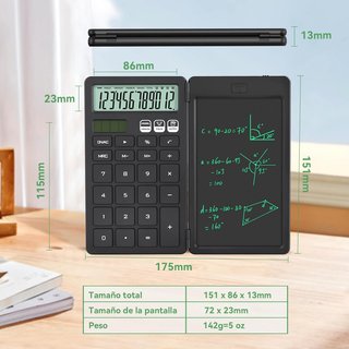 Calculadora portátil con pizarra borrable 2 en 1