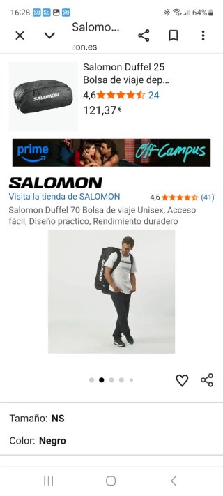Bolsa Deporte Salomon Outlife Duffel 45L Negra