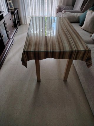 Mesa camilla cristal y madera