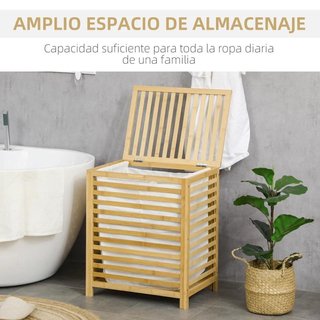 Cestino per Bucato in Bambù Capacità 55L