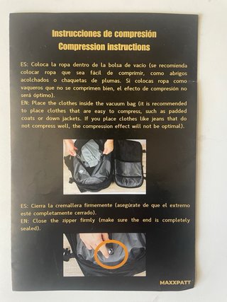 Mochila con vacío para avion