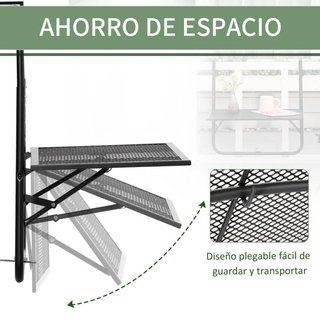 Mesa Balcón Plegable Metal Ajustable 60x60 Negro