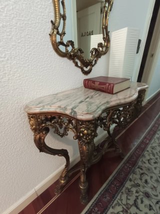 Mueble aparador y espejo bronce