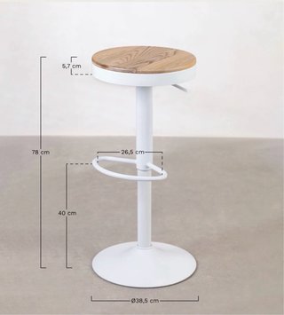 Taburete alto regulable madera y metal