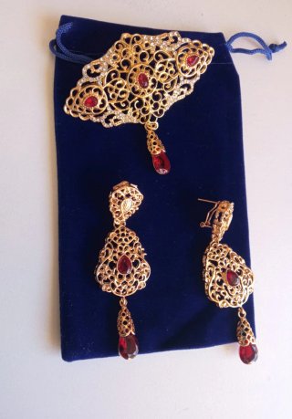 Conjunto Aderezo Jotera Baturra Dorado y Rojo