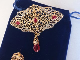 Conjunto Aderezo Jotera Baturra Dorado y Rojo
