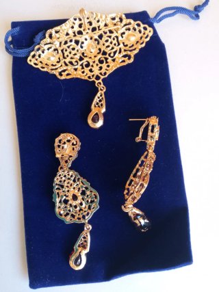 Conjunto Aderezo Jotera Baturra Dorado y Rojo
