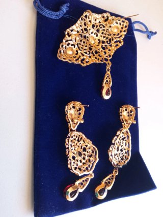 Conjunto Aderezo Jotera Baturra Dorado y Rojo