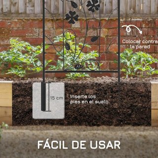 Juego de 2 Enrejados Jardín Plantas 98cm Negro