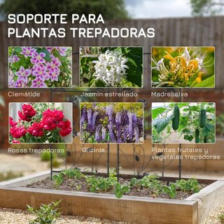 Juego de 2 Enrejados Jardín Plantas 98cm Negro