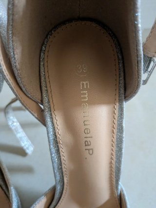 Scarpe con tacco glitter argento