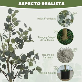 Planta Artificial Eucalipto 150cm 230 Hojas Maceta
