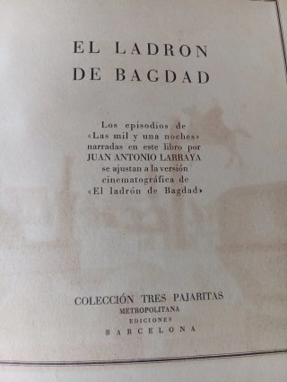 Cuento: El ladrón de Bagdad. Colec.tres pajaritas.