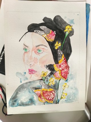 Dipinto acquerello fiori fatto a mano
