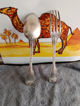 Cucchiaio e forchetta in argento Cristofle