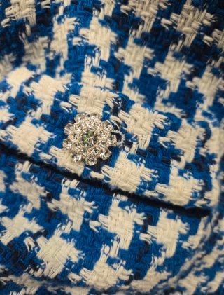 Giacca Zara fantasia pied de poule blu