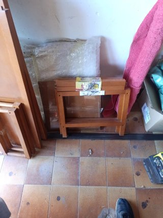 Mesa centro y esquinera madera y cristal