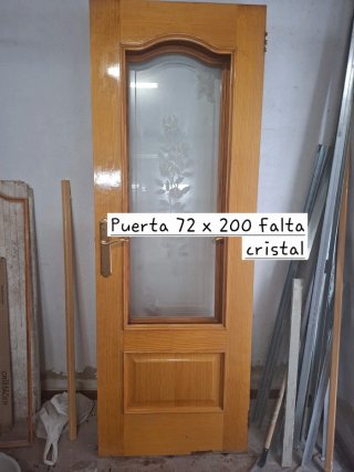 Puerta madera pino 72x200 con hueco para cristal