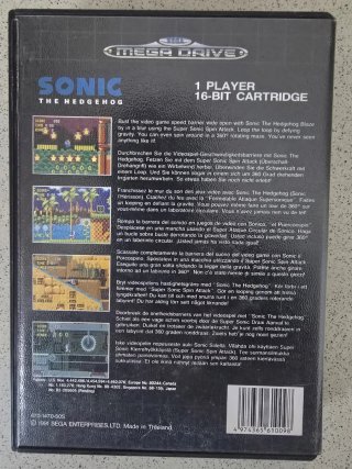 Sega Mega Drive Sonic The Hedgehog Cartucho