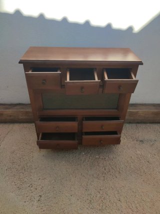 Mueble recibidor madera y cristal