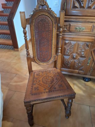 Conjunto mesa y sillas comedor estilo castellano