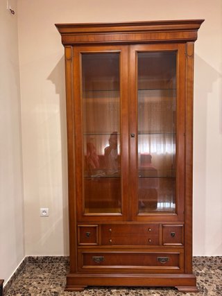 Vitrina elegante de madera y cristal