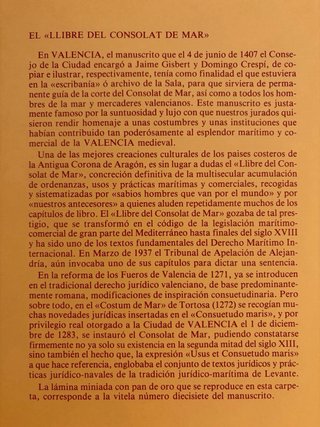 Lámina “Llibre del Consolat de Mar”