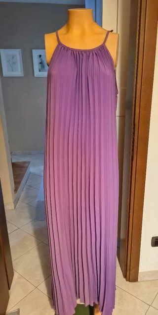 Abito lungo plissettato donna